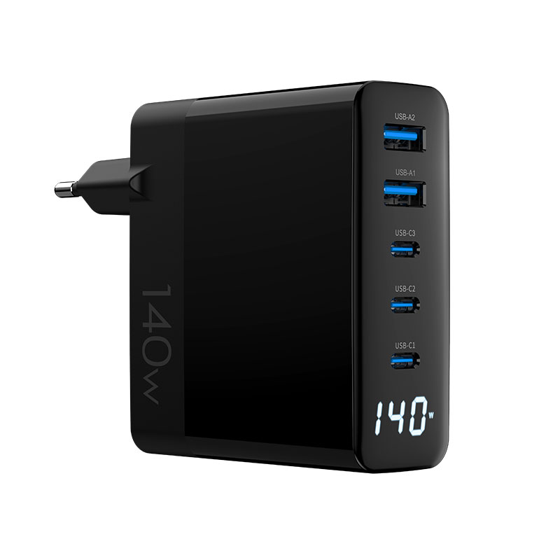 Black & White WEG-140W-2A3C 140W GaN charger with EU,UK,US,AUS Plugs — WECENT GaN and wireless charger manufacturer