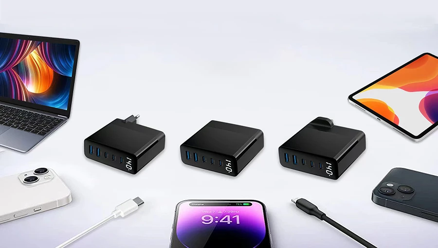 Compact GaN charger replacing several silicon chargers