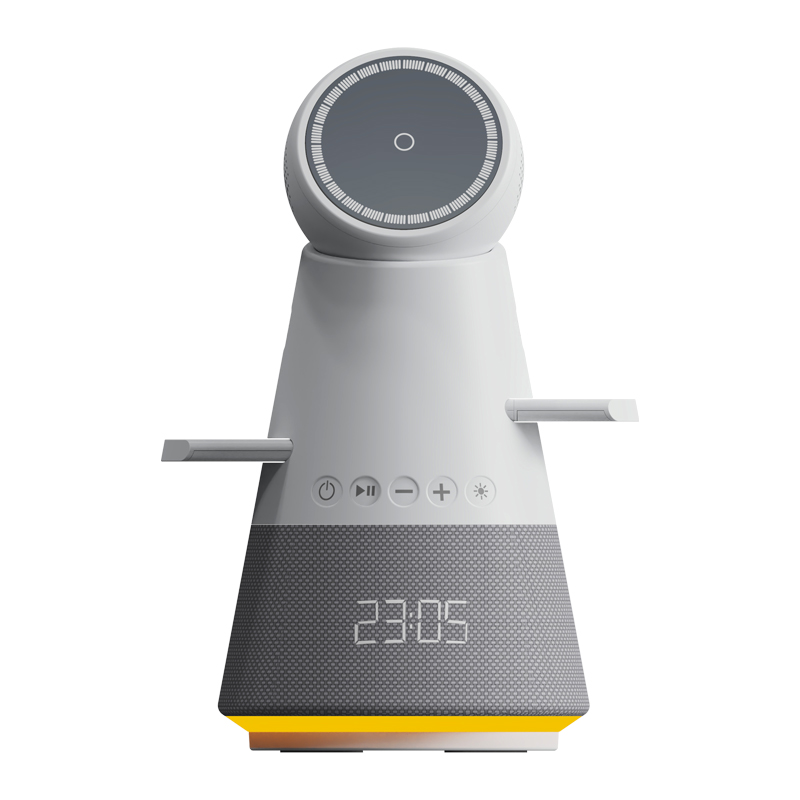 R10 5-in-1 Rotary Touch Wireless Charger with Bluetooth Speaker and Clock — product detail view
