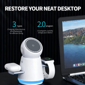 R9 3-in-1 Rotary Touch Wireless Charger — WECENT GaN and wireless charger manufacturer