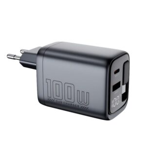 WEX100S 100W Retractable GaN Fast Charger with Power Display — WECENT GaN and wireless charger manufacturer