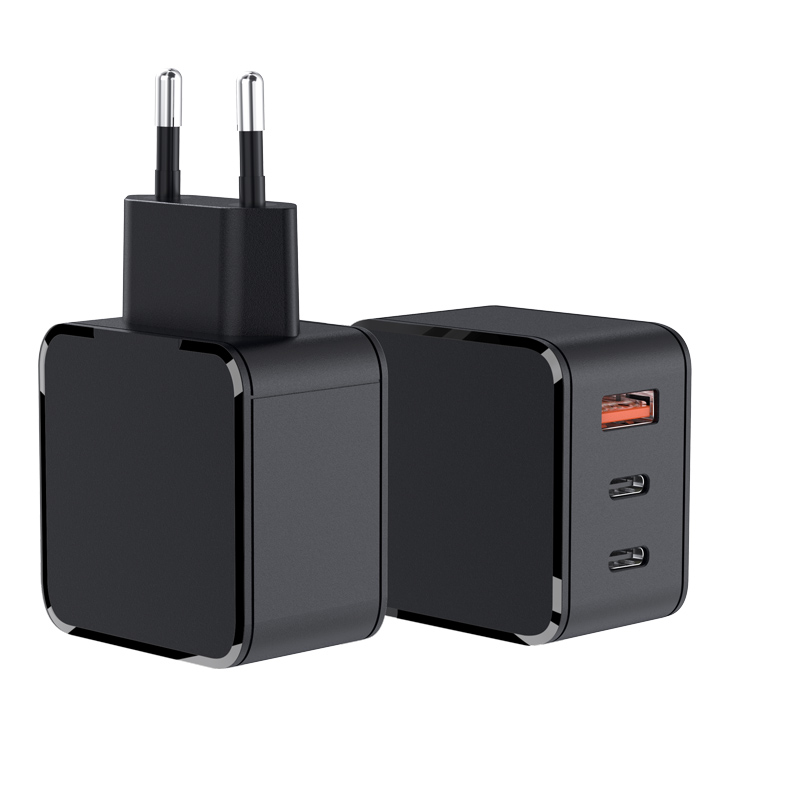 Custom 65W Black&White GaN Charger With EU,UK,US,AUS Plug — product detail view