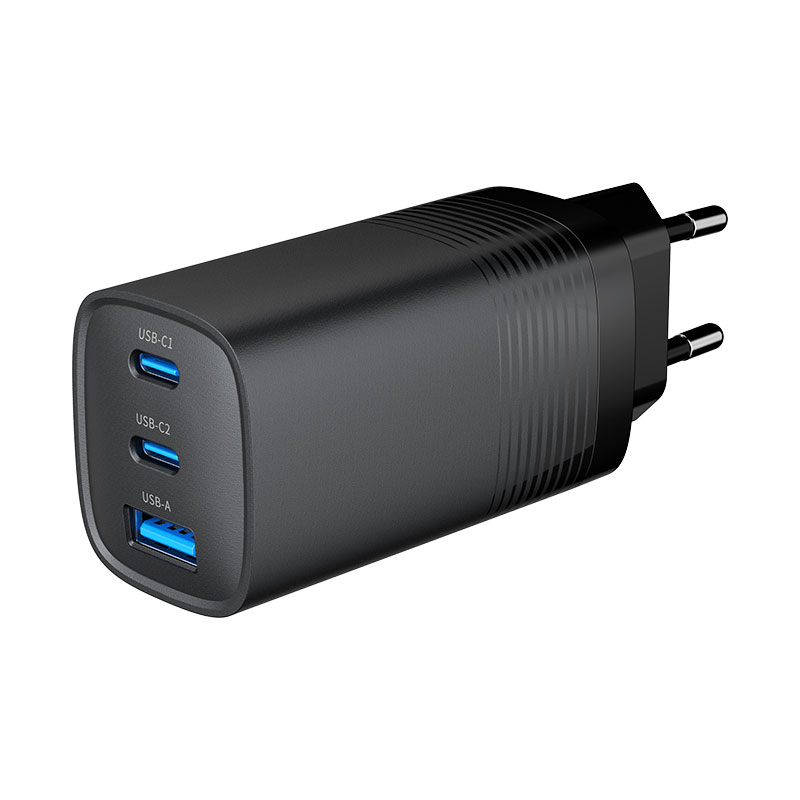 Custom WEG-65W-N Black & White 65W GaN Charger with EU,UK,US,AUS Plug — product detail view