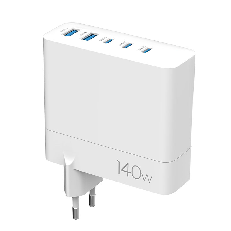 Black & White WEG-140W-2A3C 140W GaN charger with EU,UK,US,AUS Plugs — product detail view
