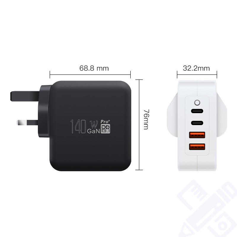 WEP-140-CCAA GaN 140W GaN Charger with EU,UK,US,AUS Plugs — product detail view