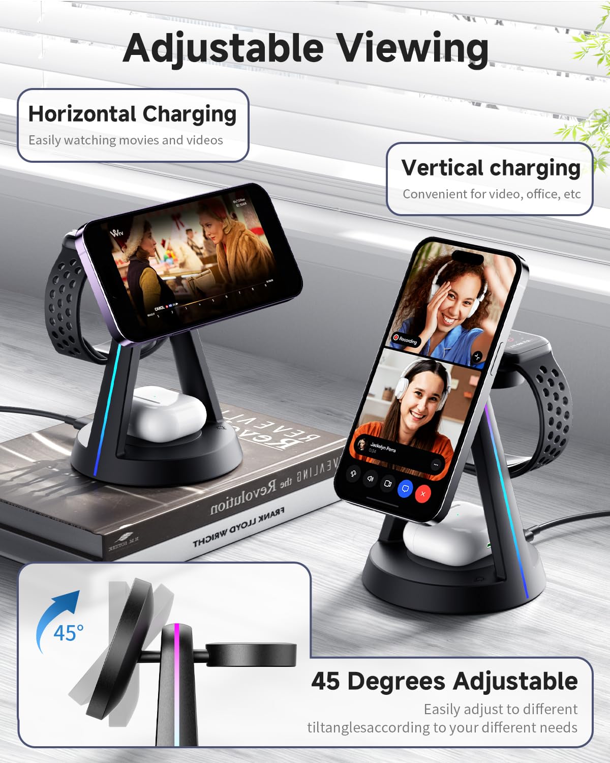 Y308 Wireless Charger With RGB Ambient Lighting — product detail view