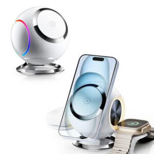 W368 Colorful Space Capsule 3-IN-1 Foldable Wireless Charger — WECENT GaN and wireless charger manufacturer