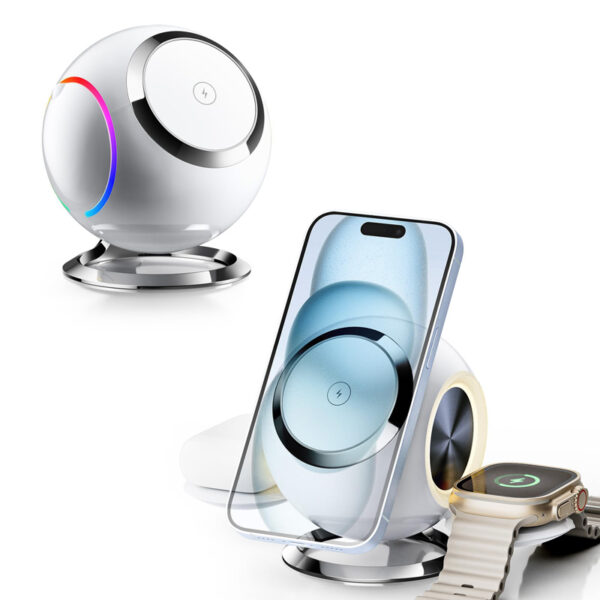 Custom colourful foldable 3-in-1 wireless charger