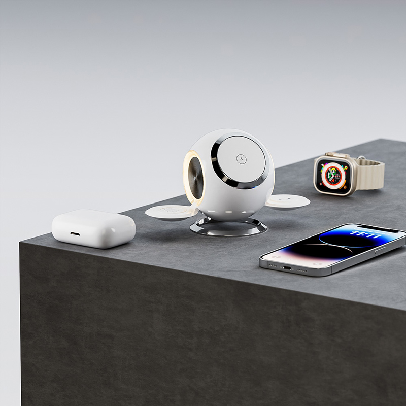 W368 Colorful Space Capsule 3-IN-1 Foldable Wireless Charger — product detail view